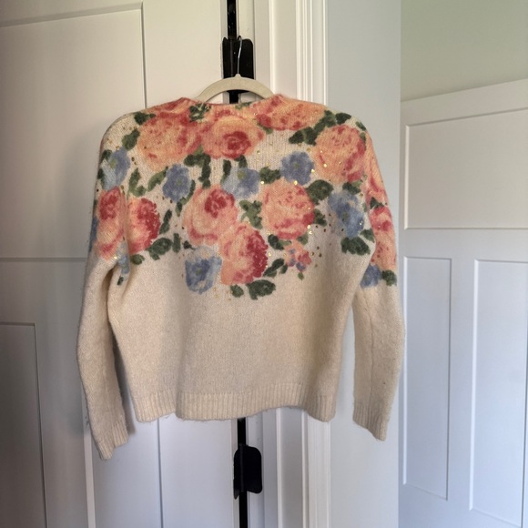 Sezane Mallory floral jumper sweater Crewneck pullover ivory - Picture 5 of 5